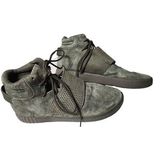 Adidas Tubular Invader Strap Sneakers Green Suede Size 11